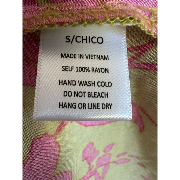 Size S Easel Floral Puff Sleeve Tiered Midi Dress in Lime - Picture 5 of 5